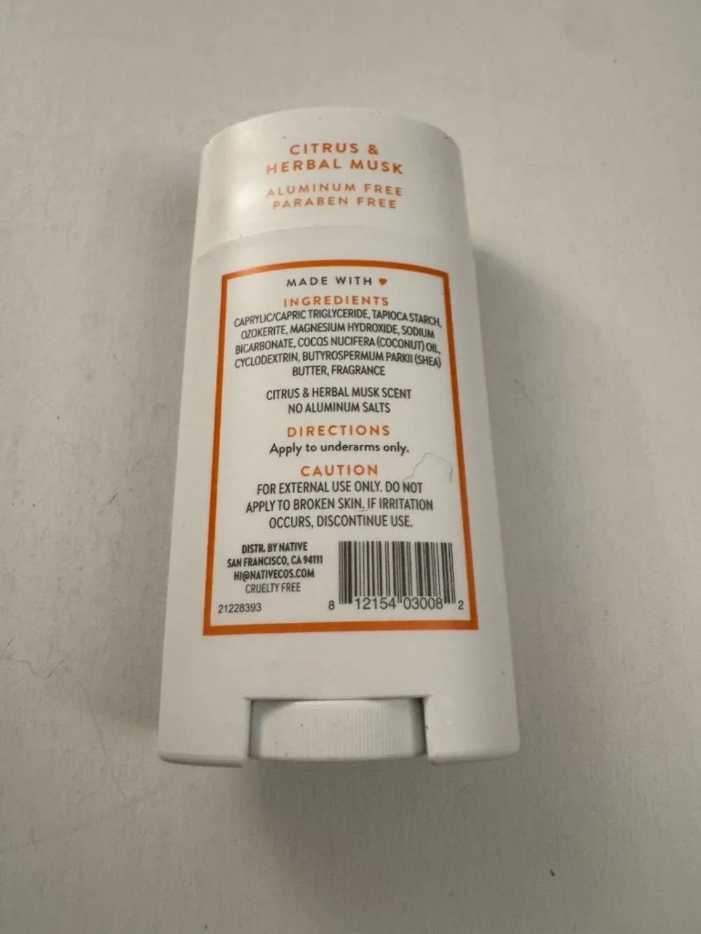 Native Deodorant, Aluminum Free, Citrus & Herbal Musk C16